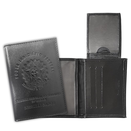 Carteira em Couro 2 Partes com Brasão Removível e Porta-Card-302