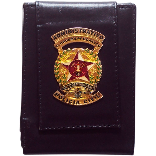 Carteira em Couro com Brasão Especial – Porta-Notas e Cartões-01BF