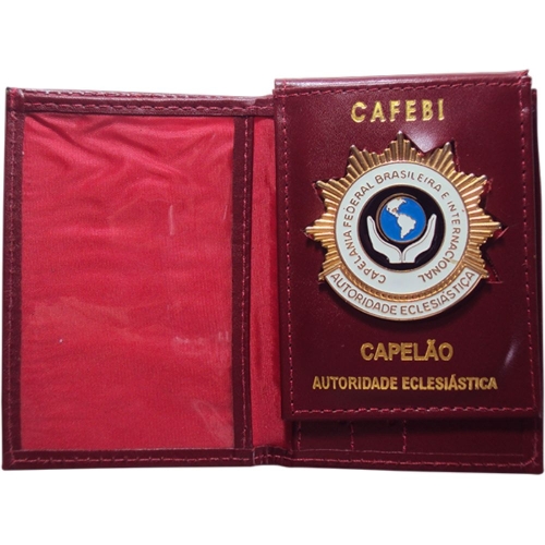 Carteira em Couro com Brasão Estampado Removível - Personalizada-021BEP