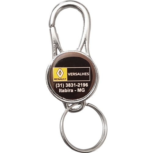 Chaveiro Mosquete com Resina Dupla Face – Personalizado em Metal Níquel-104B