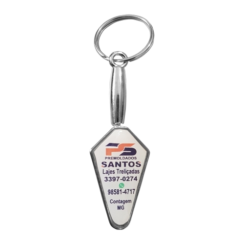 Chaveiro Pá Personalizado – Metal com Resina Epóxi e Banho Níquel-PAJ