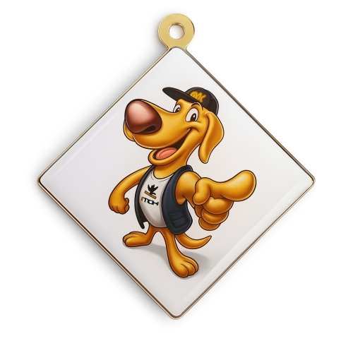 Medalha Resinada Personalizada P – Formato Losango 56x49 mm com Fita de Cetim-C28