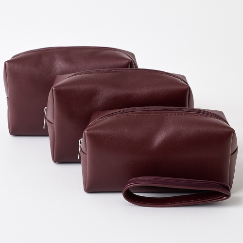 Necessaire Prática em Couro Ecológico – Kit com 3 Tamanhos Personalizáveis-AB60 P, AB47 M, AB46 G 