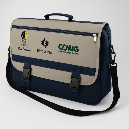 Pasta Executiva em Lona 600 com Aba, Bolso Frontal e Alça de Ombro-P110 