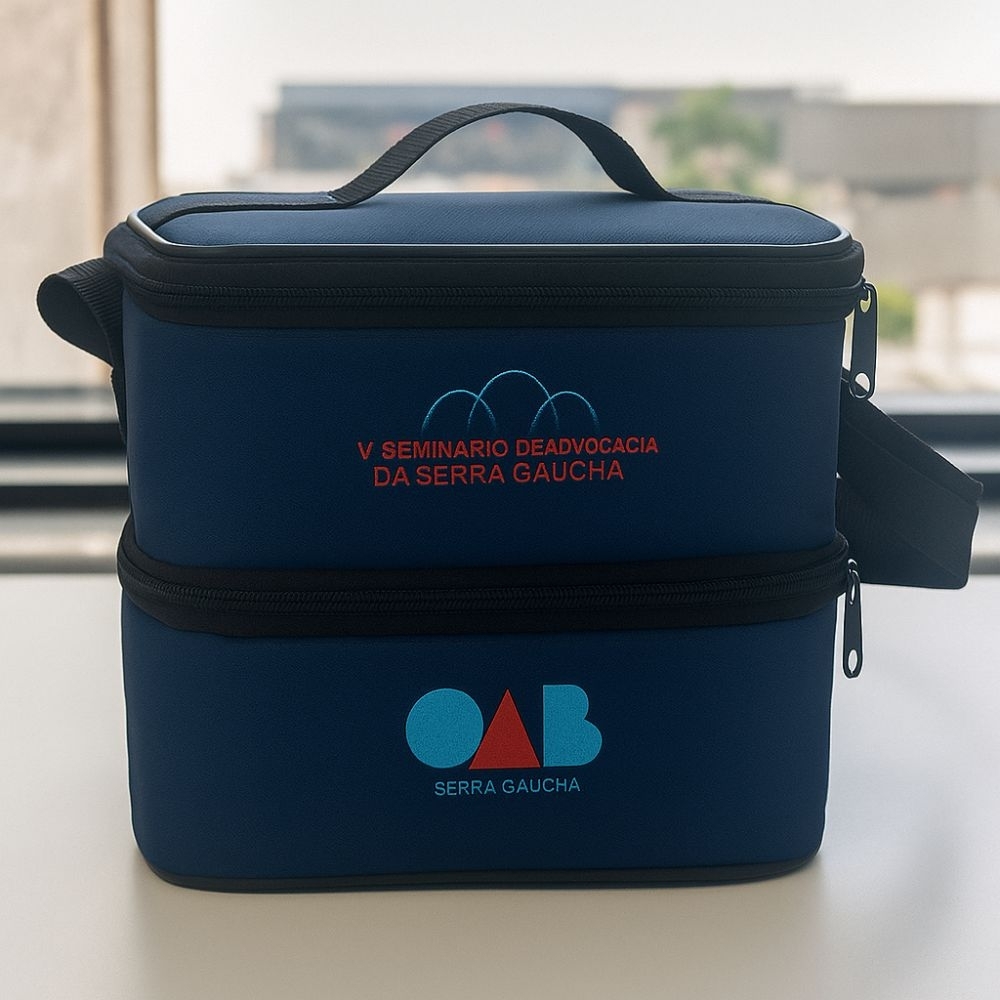 Bolsa Térmica com 2 Compartimentos em Lona Jeans – 20x18x17cm com Alça Regulável-BT801