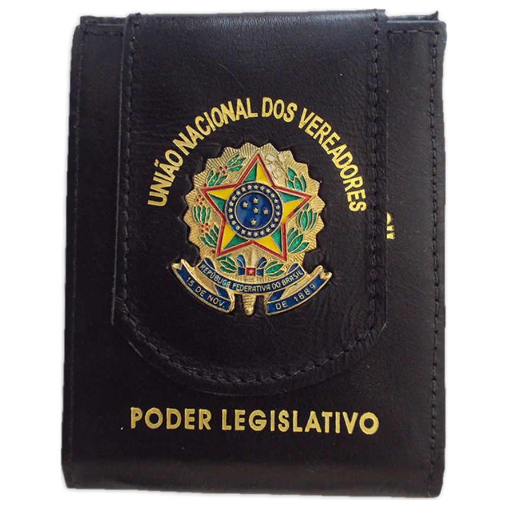 Carteira Horizontal com Lingueta e 2 Brasões da República – Couro Legítimo-123BR2