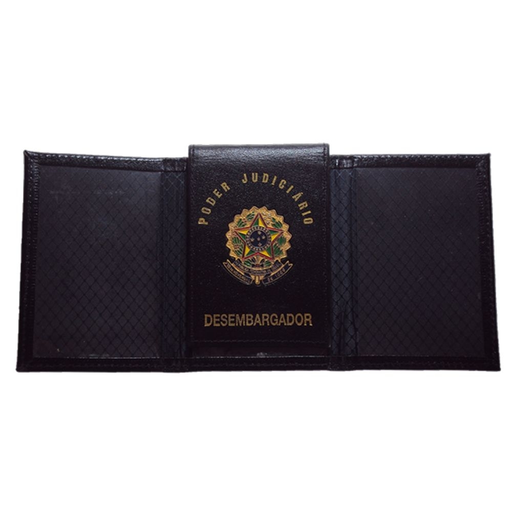 Carteira de Couro 3 Partes com Brasão da República | Modelo Oficial Institucional-077BR2
