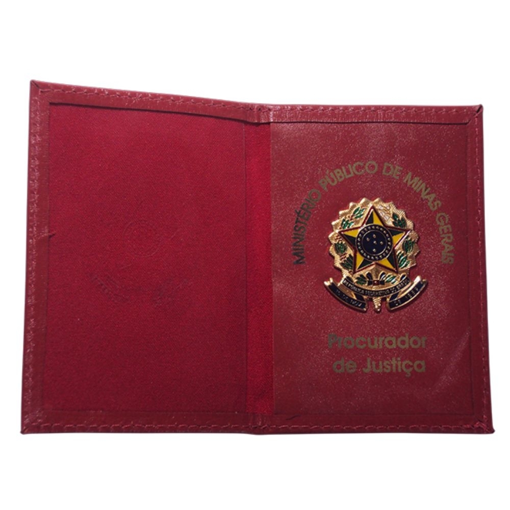 Carteira em Couro Sem Lingueta com Brasão da República | Modelo Institucional-078SK