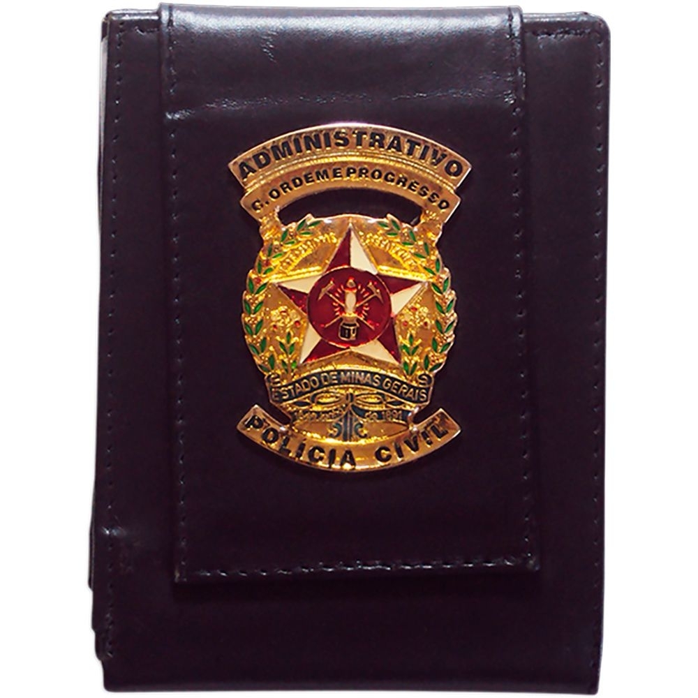 Carteira em Couro com Brasão Especial – Porta-Notas e Cartões-01BF