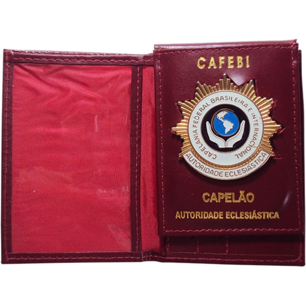 Carteira em Couro com Brasão Estampado Removível - Personalizada-021BEP