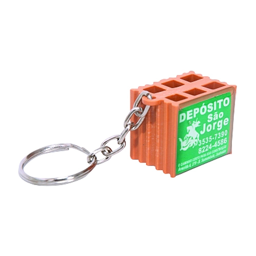 Chaveiro Tijolo Personalizado – Corrente Níquel com Resina Epóxi-TAJ