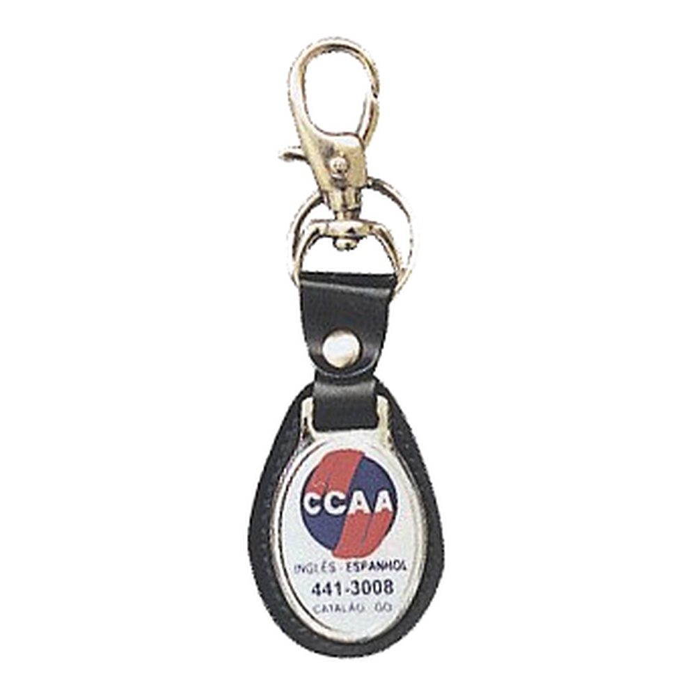 Chaveiro de Couro e Metal – Impressão Digital com Resina Vitrificada