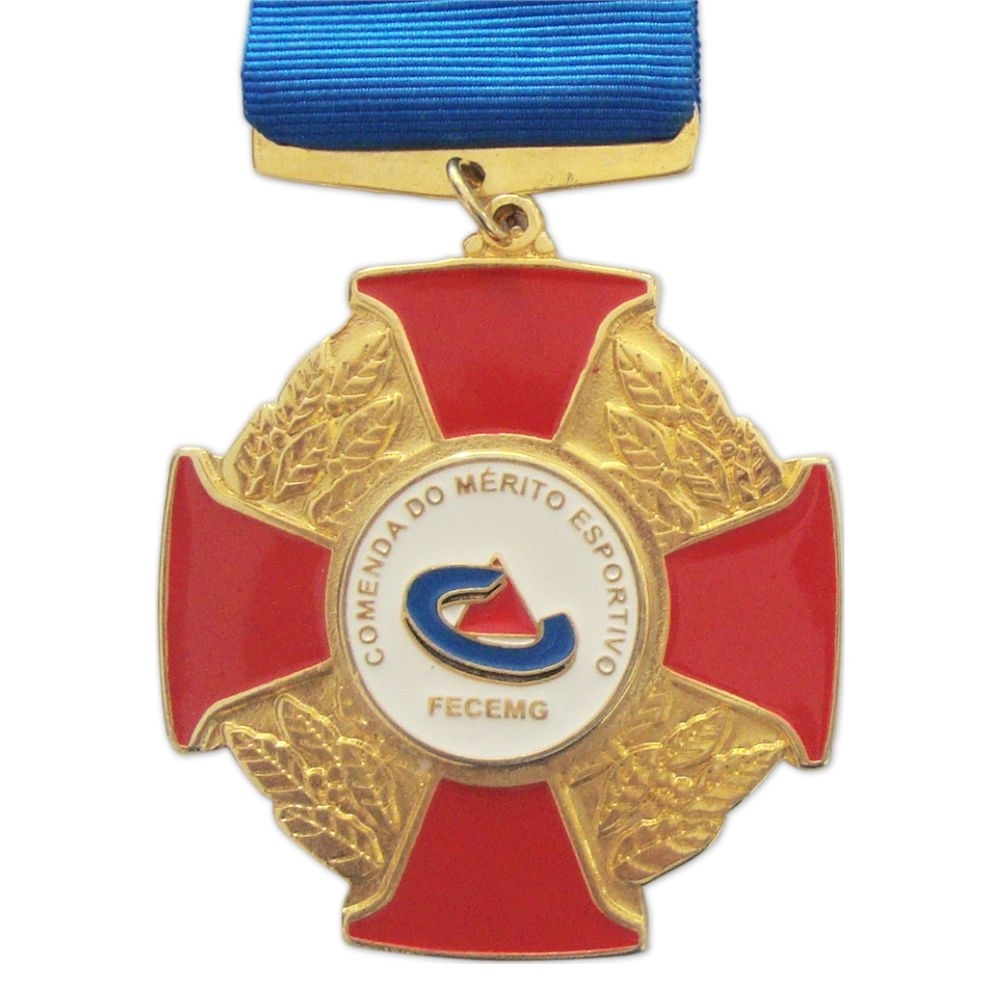 Comenda em Cruz com Alto Relevo e Fita de Gorgurão – Personalizável-CMTF1