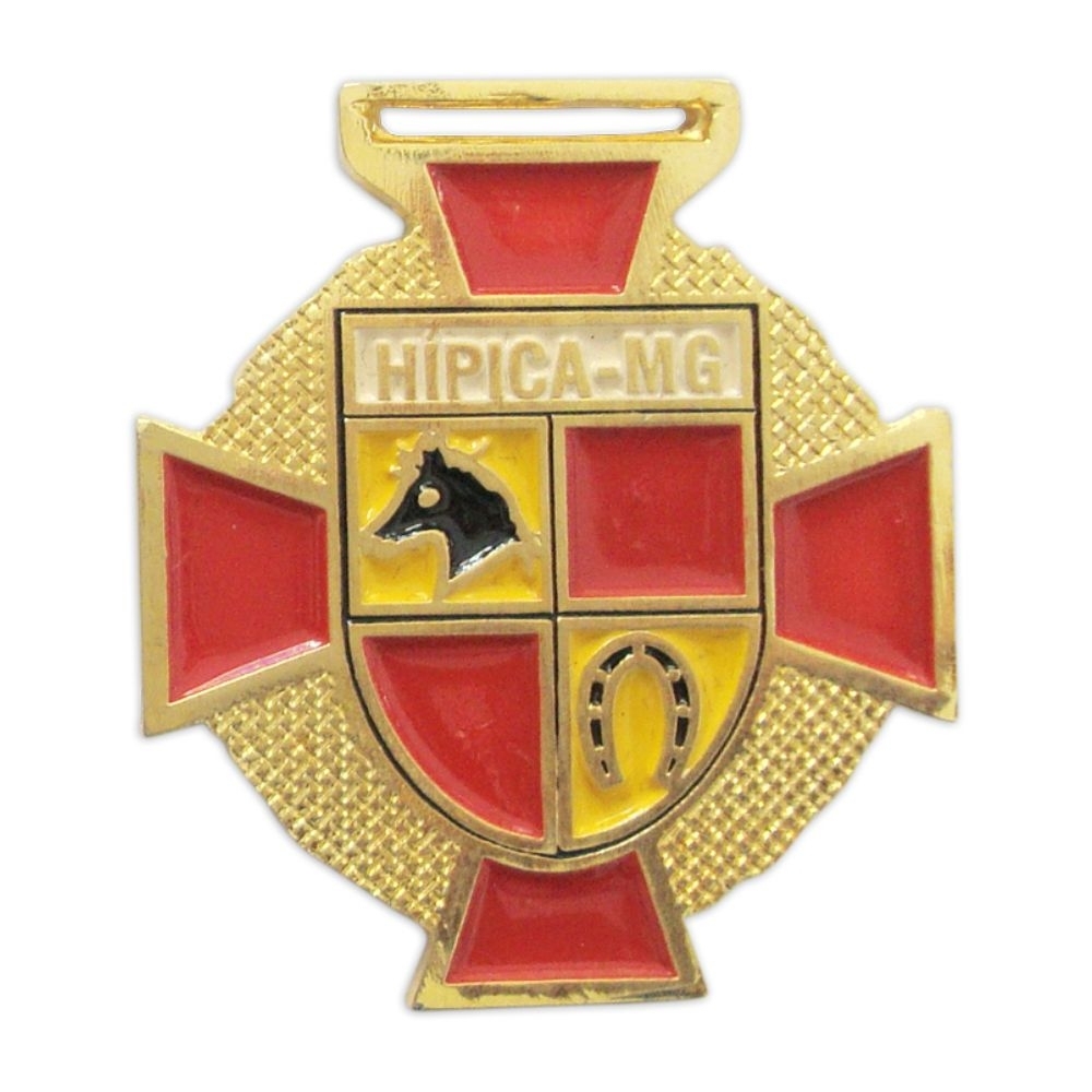 Medalha Fundida Cruz de Malta em Zamac com Fita de Cetim-MFP6