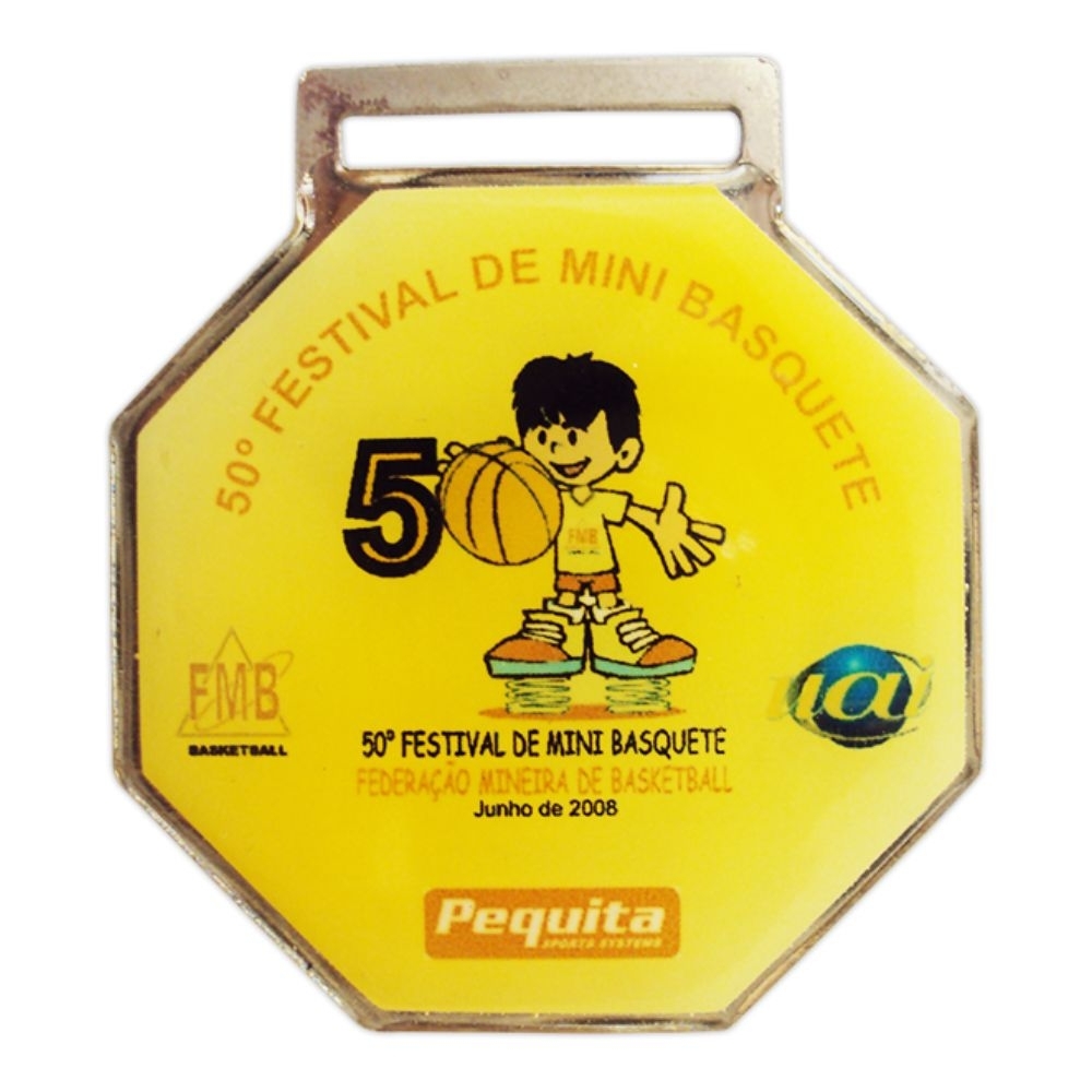 Medalha Resinada M Personalizada 50x50mm com Fita de Cetim-M508