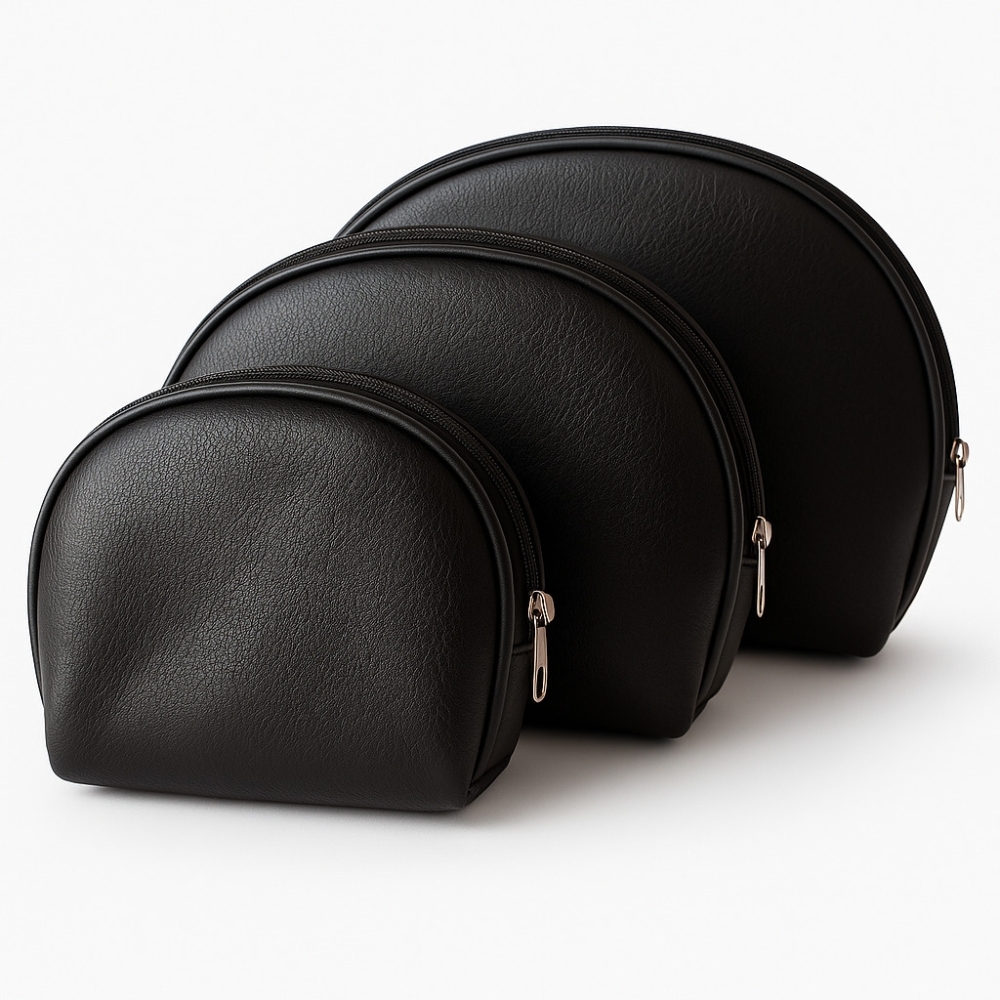 Necessaire Oval em Couro Ecológico – Kit com 3 Tamanhos Personalizáveis-AB52, AB51, AB57